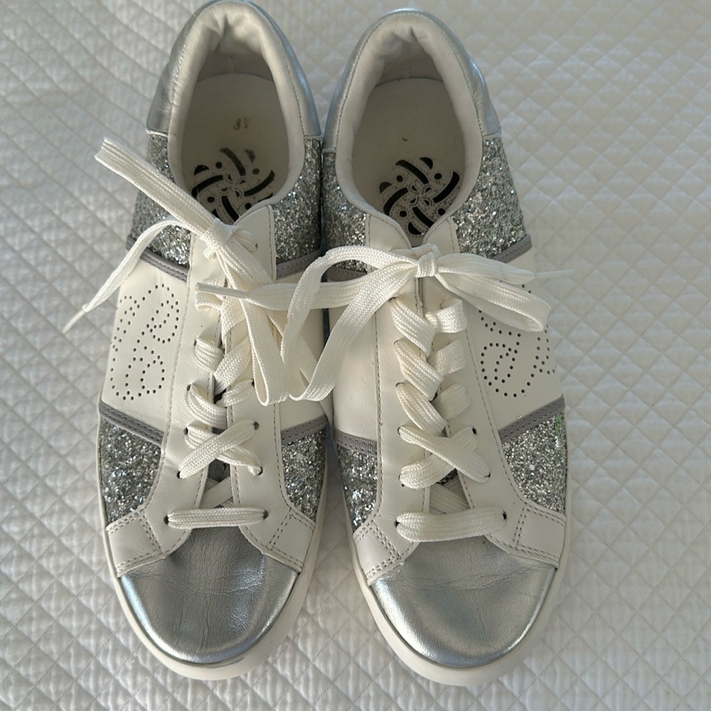 Silver and white sparkly, Sam and Lily sneakers